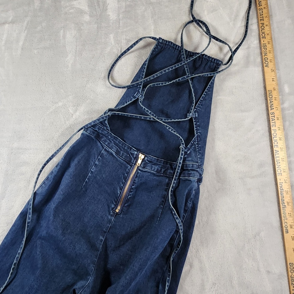 Honey‎ Punch Denim Blue Jean Jumpsuit Strappy Back Skinny Jean S Retro Y2K Boho - Picture 6 of 8